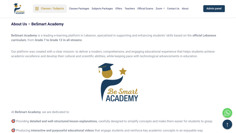 Be Smart Academy project view