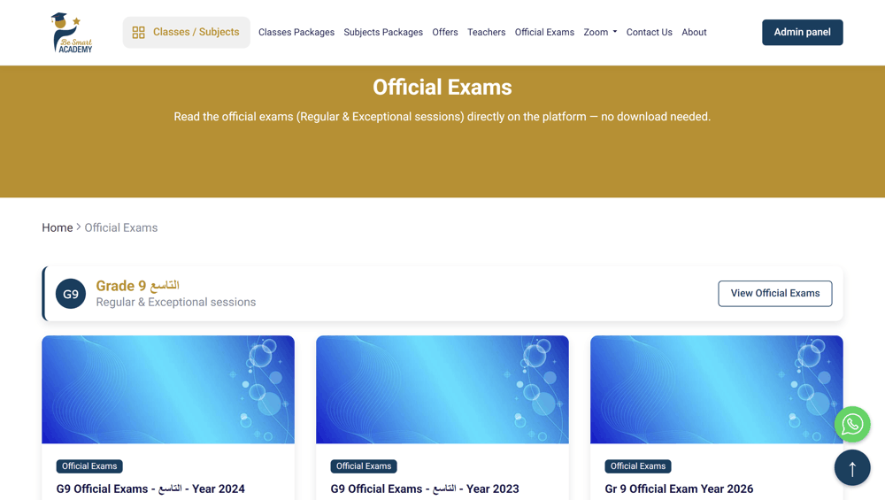 Be Smart Academy project view