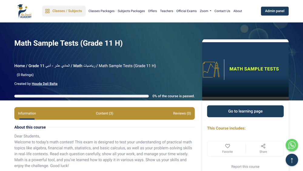 Be Smart Academy project view